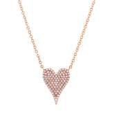 0.21ct 14k Rose Gold Diamond Pave Heart Necklace